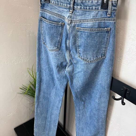 PRETTYLITTLETHING RIPPED LONG LEG STRAIGHT JEANS UK Size 10 US Size 6/28 - Picture 10 of 15